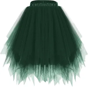 Women High Waisted Puffy Tulle Skirt, Fashion Layered Irregular Hem Tutu Fairy Skirts Summer Prom Party Trendy Clothes