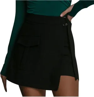 Women's Cargo Skirt Asymmetrical Slit High Waist Wrap Mini Skirt Bodycon Stretchy A-line Skirt with Adjustable Belt