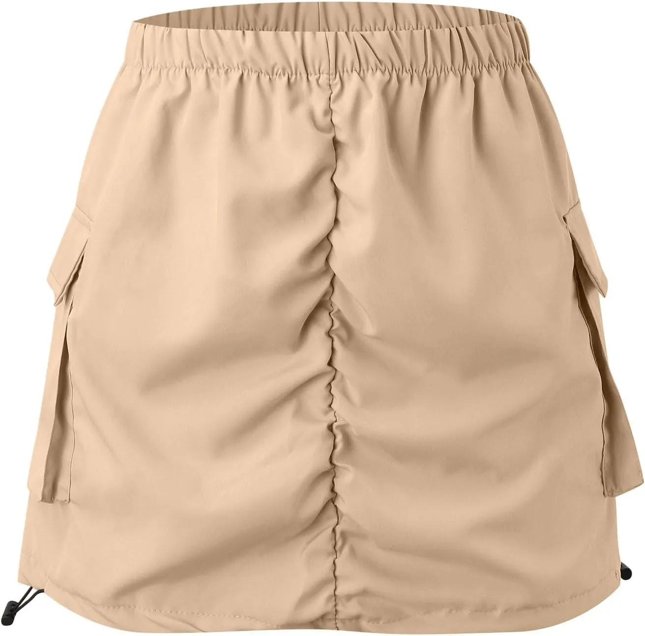 Womens Cargo Skirt Casual Summer High Waisted Bodycon Pencil Ruched Mini Skirts Side Drawstring and Hot Mini