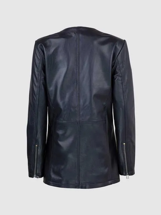 Women's Collarless Long Jacket