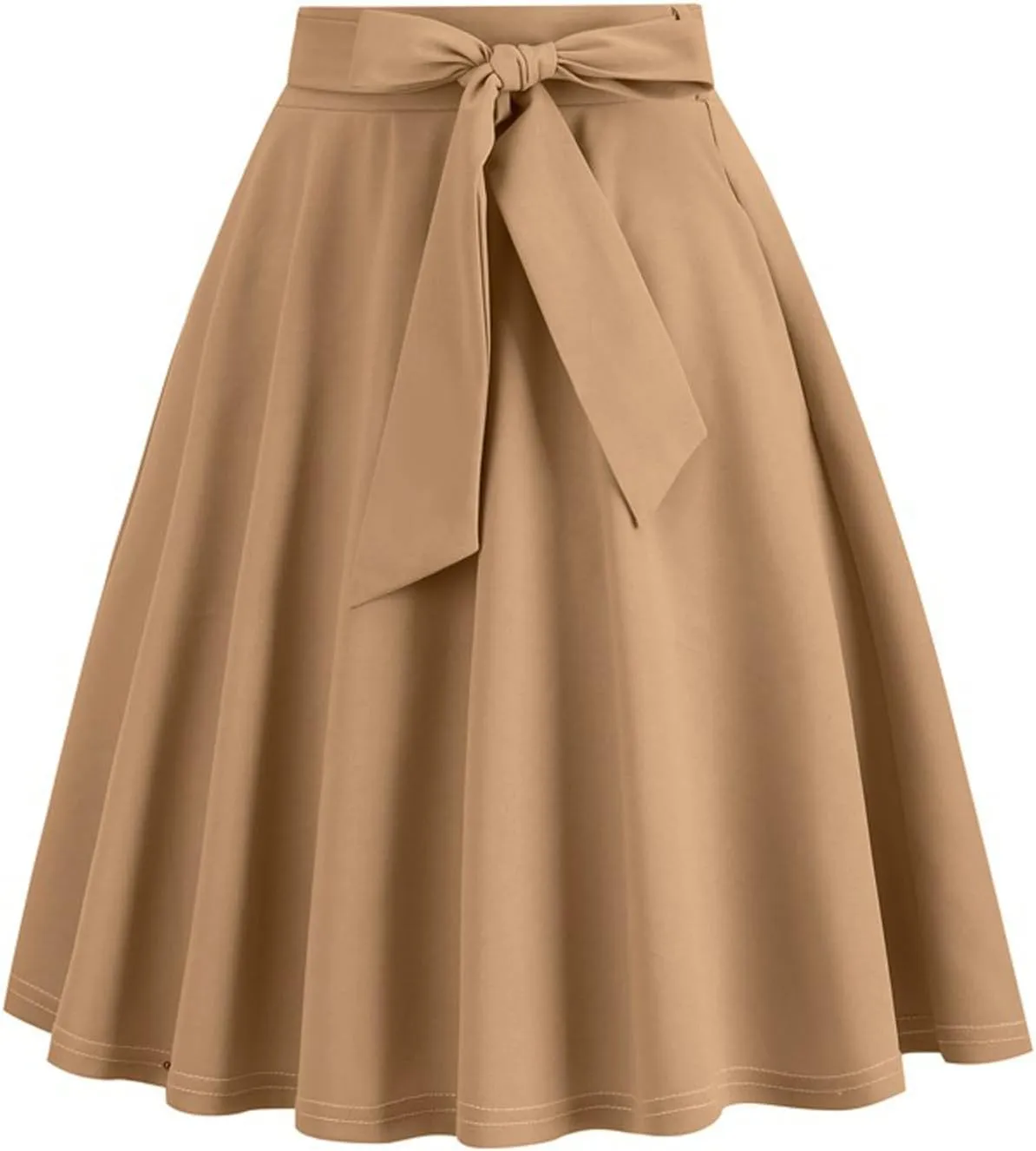 Women's High Waist A-Line Midi Skirt 2024 Fashion Pleated Flared Flowy Knee Length Skirt for Tennis Golf Business