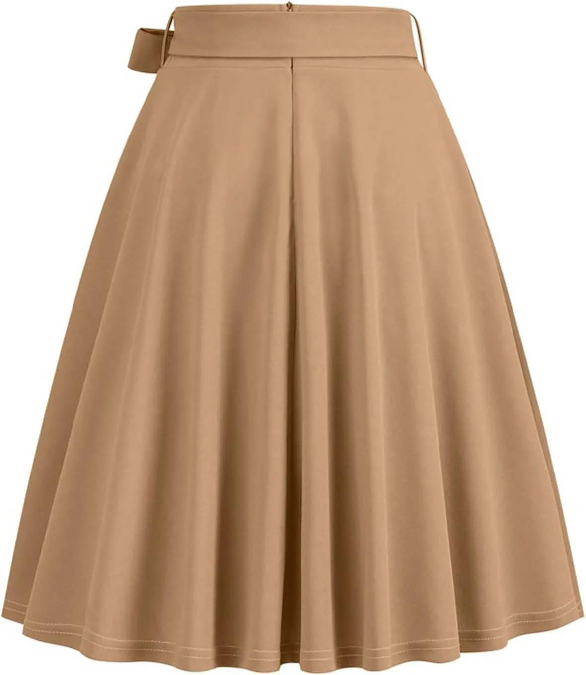 Women's High Waist A-Line Midi Skirt 2024 Fashion Pleated Flared Flowy Knee Length Skirt for Tennis Golf Business