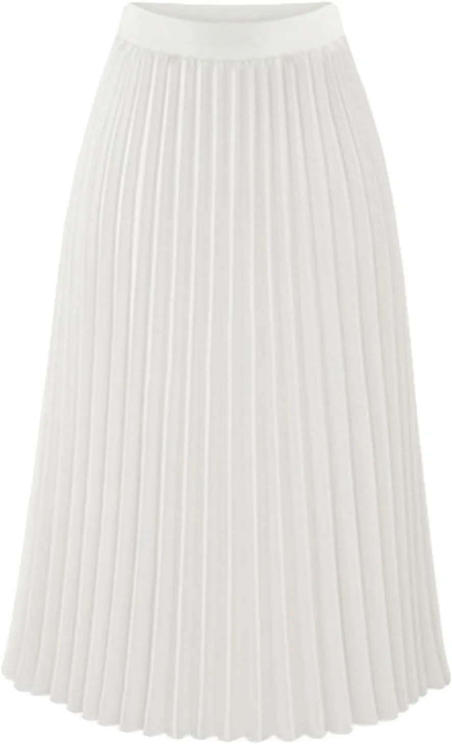 Womens Pleated Skirt Elastic High Waist Midi Skirts A Line Casual Flowy Skirts Knee Length Skirt Vacation Clothing