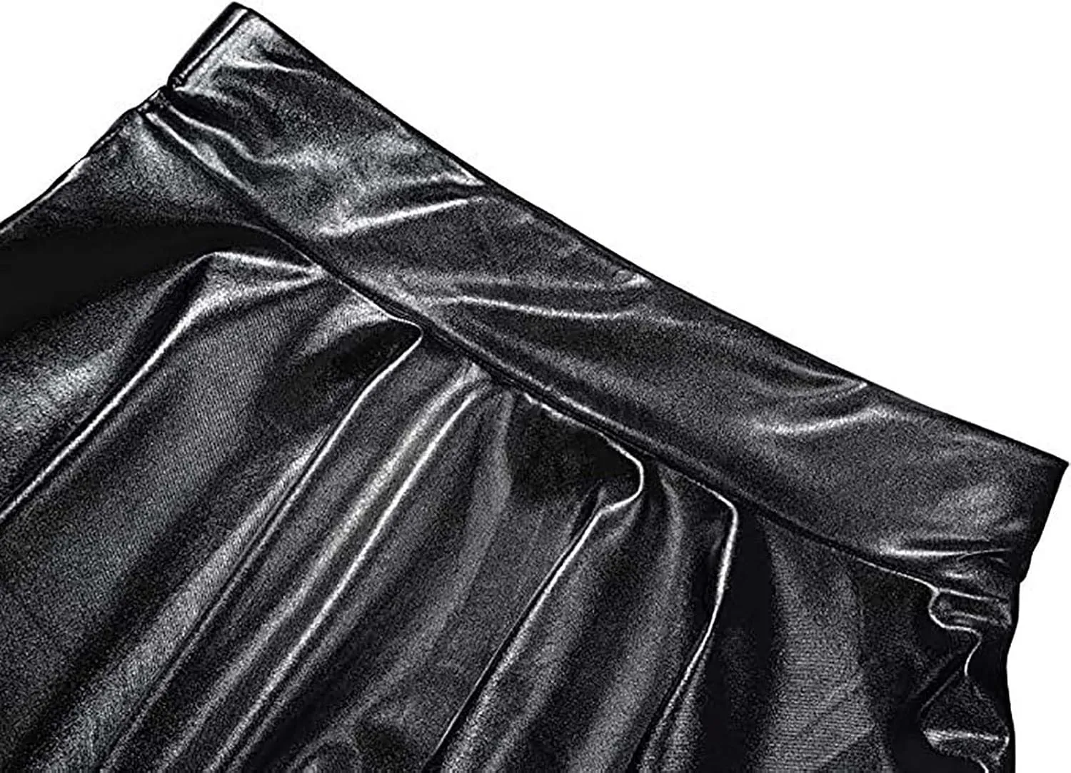 Women's Sexy Faux Leather Pleated Mini Skirt, High Waisted Stage Performance Party Skirt, Outdoor Skate Skirts