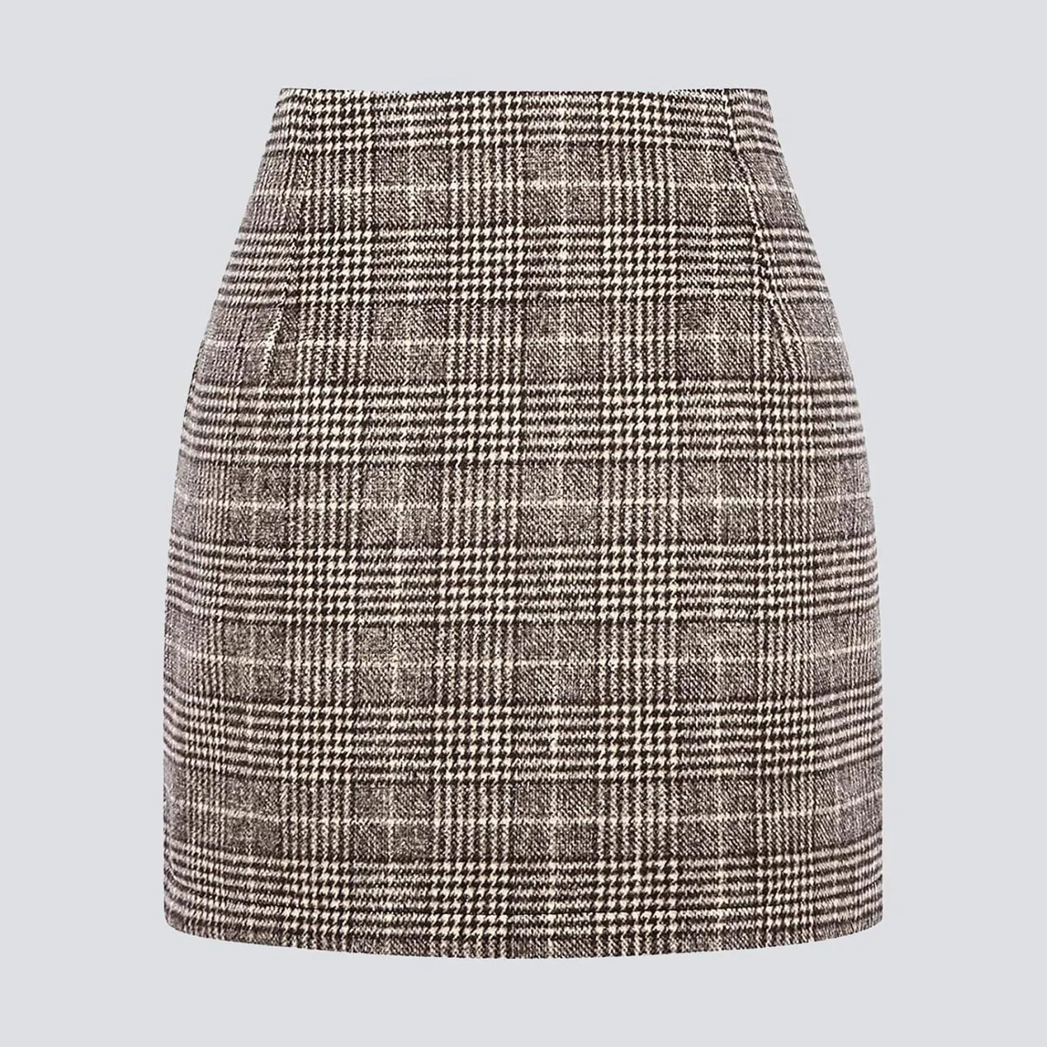 Wool Skirts for Women Trendy, Womens Wool Plaid Mini Skirt Fall Winter High Waisted Bodycon Pencil Skirt