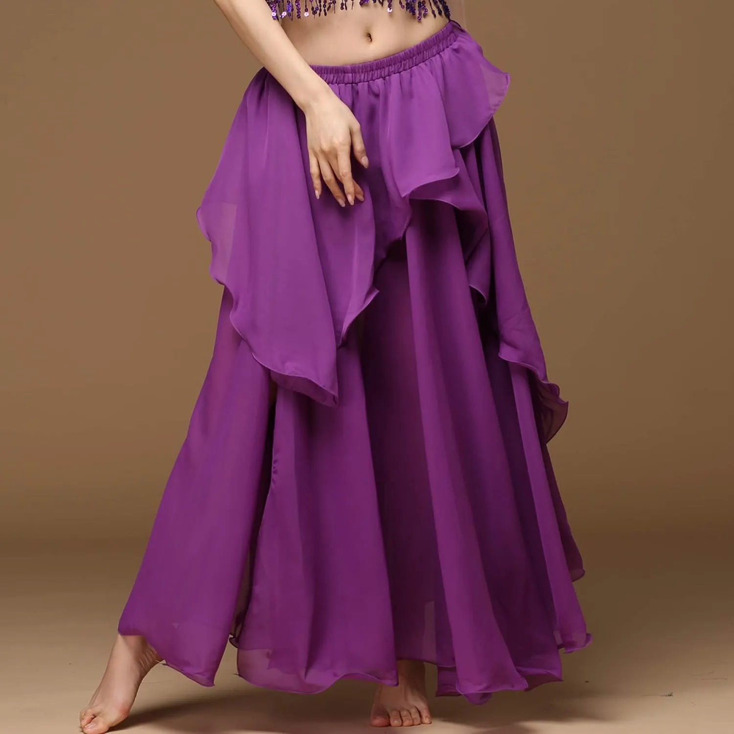Wuchieal Women's Fairy Belly Dance Skirt Large Swing Skirts Women Belly Dancing Practice Skirt
