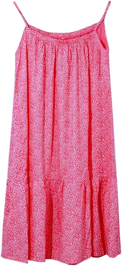 yoeasy Women Loose Floral Printed Sleeveless Spaghetti Straps Mini Sundress Boho Beach Swing Mini Dresses