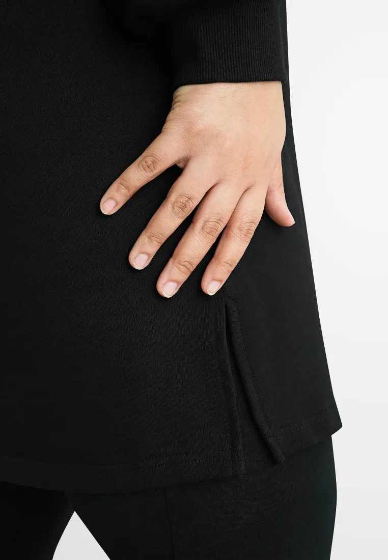 Yoko TERRY Contrast Collar Long Sleeve Dress