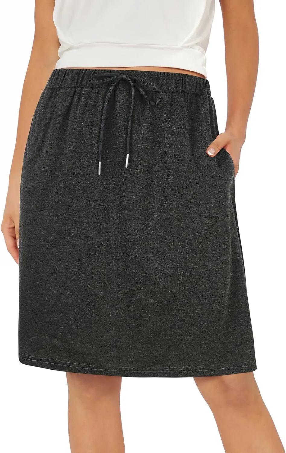 Zando Tennis Skirts for Women with Pockets Athletic Knee Length Golf Casual Skorts Shorts Sports Drawstring Waist Skirt